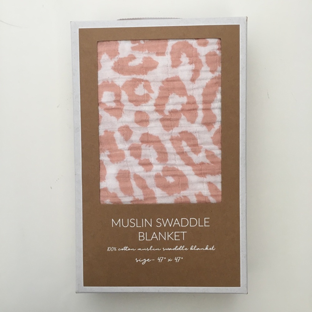 Cotton Muslin Baby Blanket Pink Animal Print Theme 47x47” NEW | mudpie
